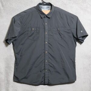 Kuhl Stealth Shirt Mens 2XL Gray Short Sleeve Snap Front Performance Hiking 7276